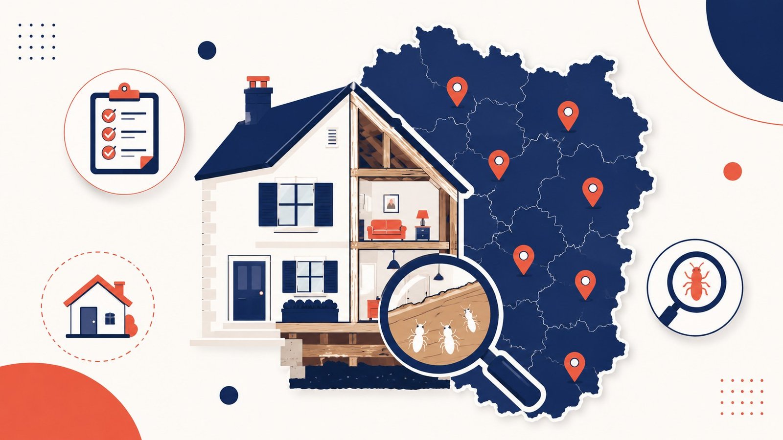 Diagnostic termites dans une maison en Essonne — inspection charpente et carte des communes obligatoires
